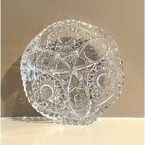 Vintage Cut Crystal Dishes / Plates, Sawtooth Edges, Set of 6